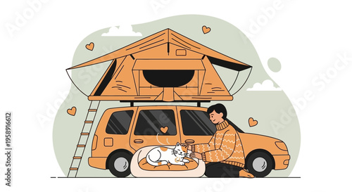 Cozy Rooftop Tent Camping Adventure With Beloved Pet Cat