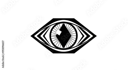 Abstract geometric eye with diamond pupil black white