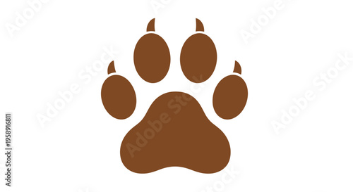 Brown animal paw print symbol on white background