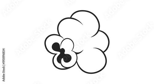 Cartoon popcorn kernel icon in black and white