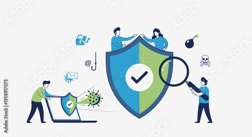 Cybersecurity team protecting network from malware