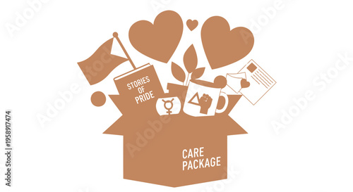 Brown Care Package Box Illustration.