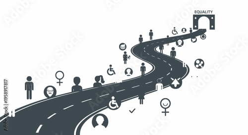 Diverse people on a road journey.