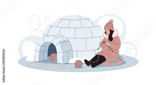 Cozy Winter Activity Cozy Igloo Knitting Lifestyle