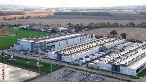 Aerial view of large technological data center in Dublin, Ohio