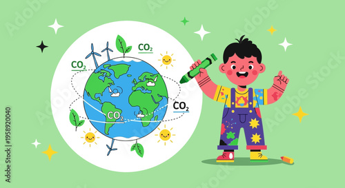 Creative Child Illustrates Climate Action For A Greener Planet