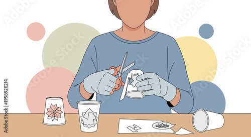 Creative Crafting Session Making Decorations From Recycled Cups And Paper