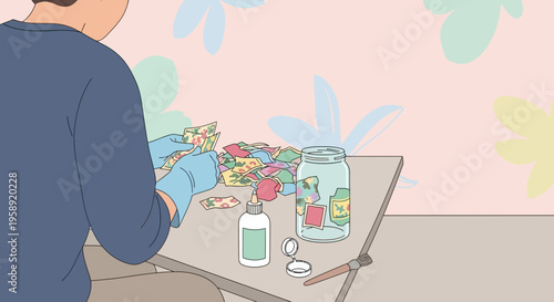 Creative Crafting With Decorative Paper Collage On A Jar