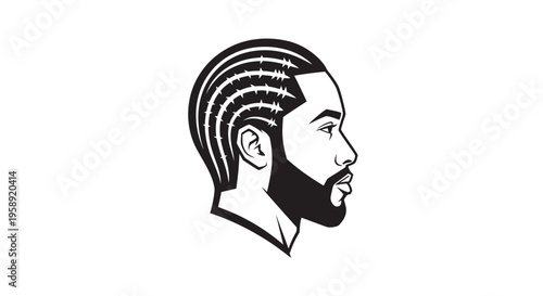 African American man head profile with braids and beard