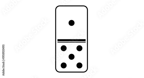 Black and white domino tile with one and five dots