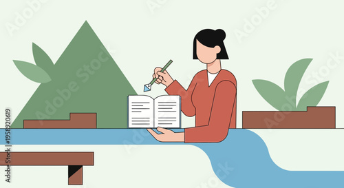 Creative Mind At Work Surrounded By Nature And Ideas