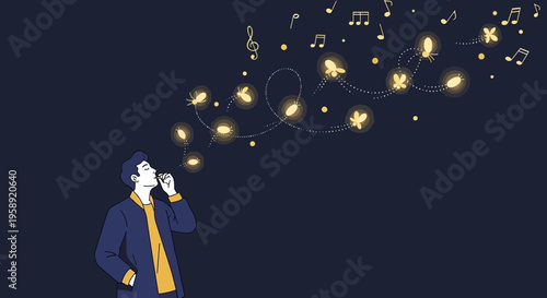 Creative Mind Conjures Musical Fireflies And Inspiring Melodies