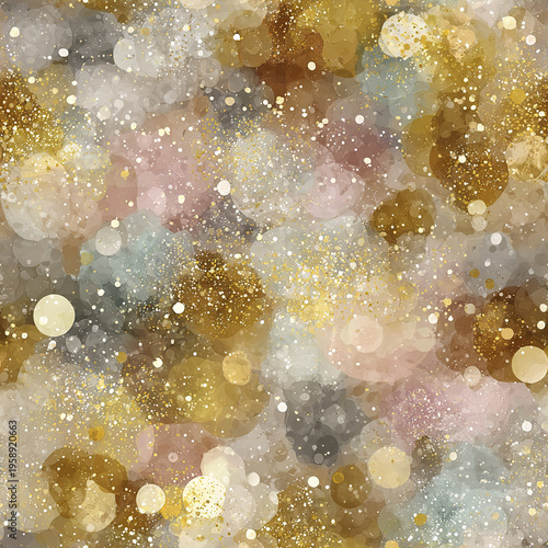 Soft shimmer confetti dust background with gold, beige, and pastel tones creating festive and elegant atmosphere, perfect for celebration or decorative design use