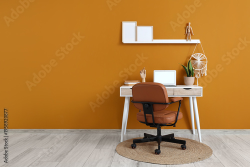 Workplace and shelf with bl...
