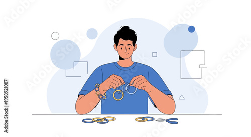 Creative Person Assembling Geometric Jewelry Rings And Bracelets