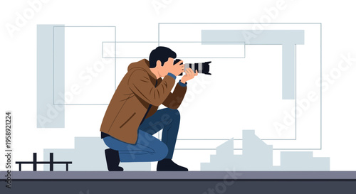 Creative Photographer Capturing Urban Scenes With Professional Camera