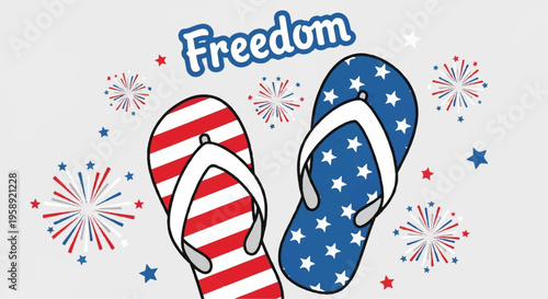 Patriotic flip flops, American flag shoes, 4th of July footwear, summer freedom sandals