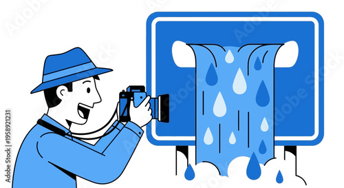 Creative Photographer Capturing Unique Waterfall Road Sign