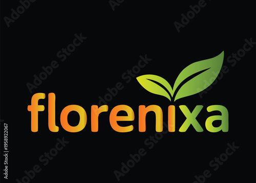 Florenixa Wordmark with Green Leaves Logo