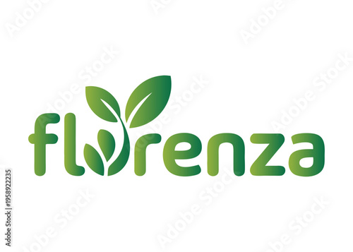 Florenza Soft Green Floral Logo for Organic Beauty and Wellness Brand