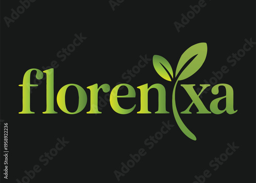 Florenxa Brand Logo with Green Leaf Design