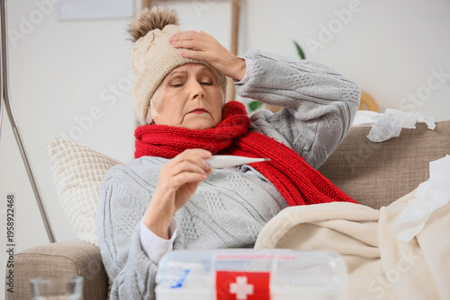 Sick elderly woman with the...