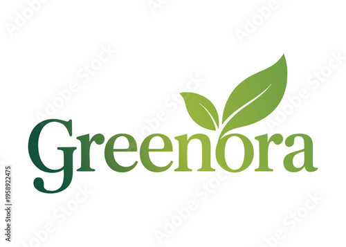 Greenora Green Nature Logo with Leaf Symbol for Organic Brand