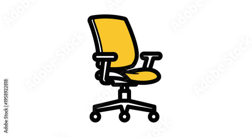 A flat vector illustration of an ergonomic yellow office chair isolated on a clean white background