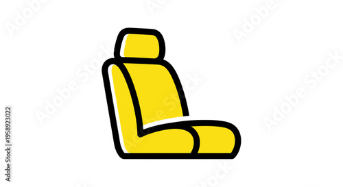 A simplified yellow icon representing a standard car seat design isolated on a clean white background