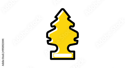 A yellow tree shaped air freshener icon isolated on a clean white background for design projects