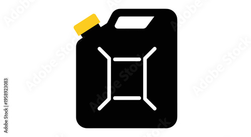 A black jerrycan icon with a yellow cap used for storage and transport of gasoline and liquids
