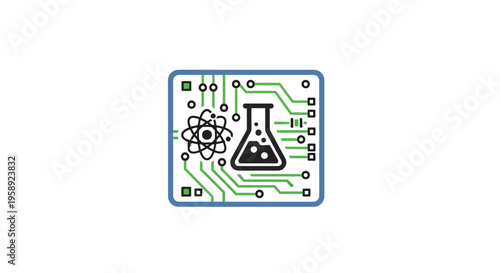 Conceptual illustration depicting scientific innovation with technology and laboratory elements