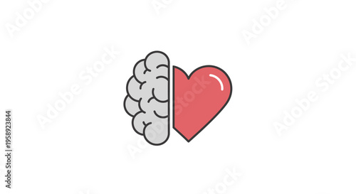 Conceptual illustration depicting balance between intellect and emotion through symbolic