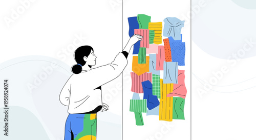 Creative Visionary Arranging Colorful Fabric Swatches Inspiration Board