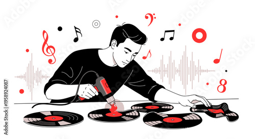 Creative Vinyl Record Customization And Music Production Hobby