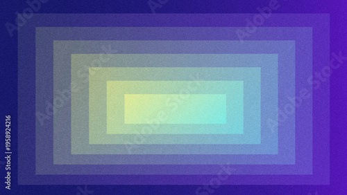 A minimalist abstract background featuring nested rectangular layers with a smooth color gradient from deep purple to pale yellow-green, overlaid with a grainy noise texture.
