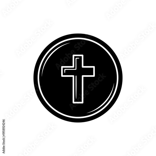 Christianity Bible Open Book with Sacred Communion Symbols Emblem Graphic