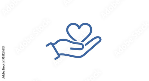 Iconic representation of kindness, support, and compassion through hand and heart symbol