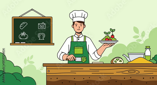 Culinary Education And Healthy Eating Concepts Illustrated