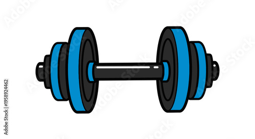 Illustrated Cartoon Dumbbell Isolated on White Background for Exercise and Fitness Concepts