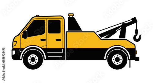 Illustrated tow truck on white background perfect for transportation or service concepts
