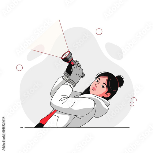 Curious Explorer Holding Bright Flashlight Discovering Secrets Unveiling Mysteries