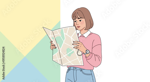 Curious Person Studying A City Map In Search Of Destination And Adventure