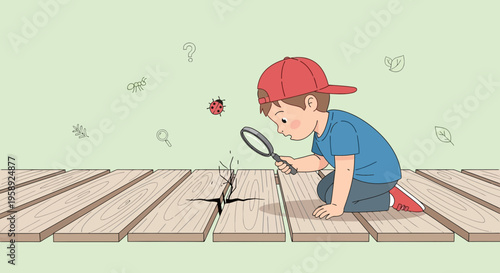 Curious Child Exploring Nature with Magnifying Glass Outdoors