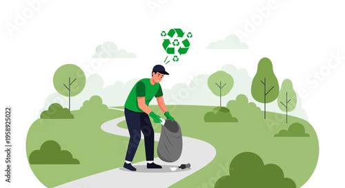 Dedicated Individual Cleans Park Promoting Eco-Friendly Practices