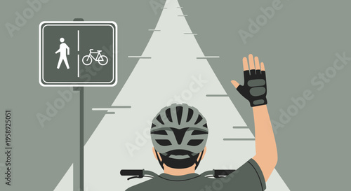 Cyclist Gestures Towards Shared Pathway Sign