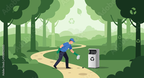 Dedicated Park Volunteer Restoring Natural Beauty by Disposing Waste Responsibly
