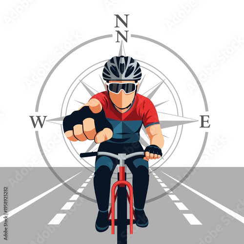 Cycling Adventure Vector Design With Compass And Road Elements