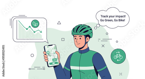 Cyclist Tracking Environmental Impact With Smart Technology App