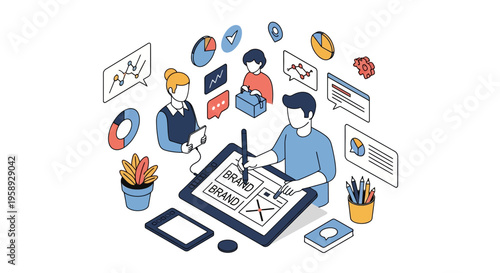 Team of pros work on brand logo plan for a new firm growth fast now